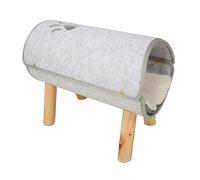 Shuoshenm Elevated Cat Tunnel Bed with Wooden Legs, Soft Plush Cushion Cat Bed, Sturdy Pine Frame Pet Tunnel for Indoor Cats All Seasons