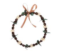 Shuoshenm Hawaiian Kukui Nut Lei Necklace, Elegant Handcrafted Graduation Shell Necklace with Adjustable Ribbon, Symbol of Luck and Enlightenment for Hawaiian Party or Daily Wear (Brown)