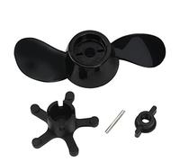 Shuoshenm Thickened Plastic 2 Blade Replacement Propeller for 12V 24V Outboard Engines, Durable Black Propeller Kit with Nuts for Shallow Water and Low Weed Use