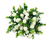SHUOTAO Artificial Flowers Fake Silk Rose for Decoration 33 Heads Small Roses Blooming Faux Flower Bouquet with Stem for DIY Vase Home Wedding Party 3 Pack White