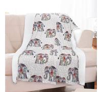 shuownshg 50"*60" Sherpa Fleece Elephant Blanket Boho Bohemian Floral Throw Blankets for Couch Sofa Bed Boho Bohemian Elephants Stuff Gifts for Women Adults