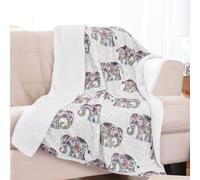 shuownshg 50"*60" Sherpa Fleece Elephant Blanket Boho Bohemian Floral Throw Blankets for Couch Sofa Bed Boho Bohemian Elephants Stuff Gifts for Women Adults