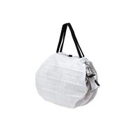 Shupatto Japanese Compact Foldable Shopping Bag Size M - SEN (Striped), White Striped, 32 x 32 cm, Contemporary, White Striped, 32 x 32 cm, Contemporary