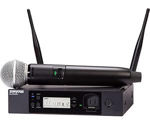 Shure GLXD24R+/SM58 Dual Band Pro Digital Wireless Microphone System for Church, Karaoke, Vocals - 12-Hour Battery Life, 100 ft Range | SM58 Handheld Vocal Mic, Single Channel Rack Mount Receiver