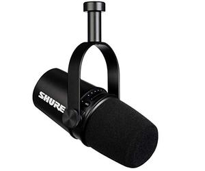 Shure MV7 USB Microphone for Podcasting, Recording, Live Streaming & Gaming, Built-in Headphone Output, All Metal USB/XLR Dynamic Mic, Voice-Isolating Technology, TeamSpeak & Zoom Certified - Black