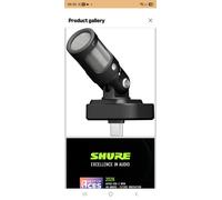 Shure MV88 USB-C Digital Stereo Condenser Mic for iPhone 15/16/17 Android Mac PC