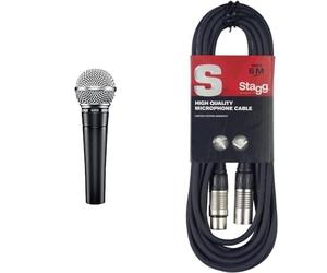 Shure SM58-LC Cardioid Dynamic Vocal Microphone,Black & Stagg 6m XLR to XLR Plug Microphone Cable