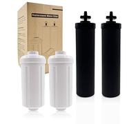 ShuRex Replacement Fluoride Water Filter and Black Purification Elements, Compatible with Berkey and other Gravity Filtration System (Pack of 2 x white fluoride + 2 x Black Filters)