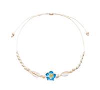 Shurhome Adjustable Shell Necklace with Clay Beads, Floral Beach Jewelry Present for Women Everyday Wear Flower Shell Braided Necklace