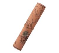 Shurhome Antique Map Design Pencil Bag Spacious Leather Brush Storage for School, & Artists Spacious Leather Brush Storage for School