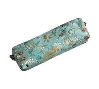 Shurhome Antiqued Floral Embroidered Pencil Case Large Capacity Cotton Linen Fabric Pencil Pouches Pen Organiser Bag for Student Retro Oriental Pen Organiser