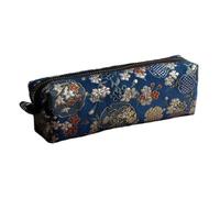Shurhome Antiqued Floral Embroidered Pencil Case Large Capacity Cotton Linen Fabric Pencil Pouches Pen Organiser Bag for Student Retro Oriental Pen Organiser
