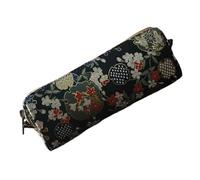 Shurhome Antiqued Floral Embroidered Pencil Case Large Capacity Cotton Linen Fabric Pencil Pouches Pen Organiser Bag for Student Retro Oriental Pen Organiser