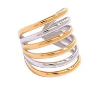 Shurhome Artistic Openwork Twisted Band Rings Minimalist Yet Striking Jewelry Cool Metallic Accessory Ideal for Trendy Looks Exaggerated Multi Layer Hollow Rings