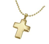 Shurhome Beautiful Gold Coated Crosses Pendant Necklace Sturdy Copper Trendy Double Color Neckchain Accessory Traditional Crosses Chain