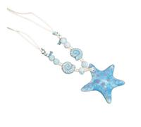 Shurhome Beautiful Handcrafted Beaded Necklace with Marine Theme Starfishes and Shell Unique Shell Charm Jewelry for Styles Sea Theme Beaded Necklace