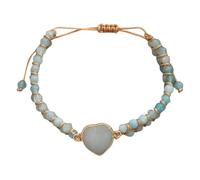 Shurhome Braided Gemstones Double Layer Woven Heart Stone Wristband Yoga Jewelry for Spiritual Connection Double Layer Woven Heart Stone Yoga