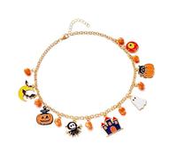 Shurhome Cats Pumpkin Designs Necklace Halloween Accessory Portable Alloy Adjustable Chain Jewelry Pumpkin Necklace Party Jewelry