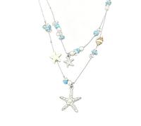 Shurhome Colorful Beaded Starfishes Shell Necklace, Multiple Strands, B | Great for Everyday Wear and Special Occasions, Suitable for Gift Giving and Travel, Coastal Styles