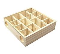 Shurhome Compacts Wooden Hamster Mazes Toy with Entry Hole for Dwarf Gerbil Mices Multiple Chamber Activity Natural Pinewoods Small Pet Habitat
