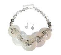 Shurhome Contemporary Shell Jewelry Ensembles Necklace with Matching Earrings Versatile Wear From Beach to Dinner 125g Premium Chain Versatile Shell Necklace
