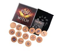 Shurhome Divination Sign Hand Carved Wooden Symbols Set with Instruction and Storage Bag Meditations Tool Enduring Witch Stone Hand Carved Set Sacred Symbols with Instruction Bag
