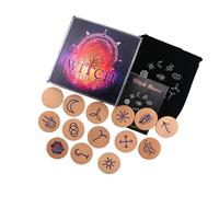 Shurhome Divination Sign Hand Carved Wooden Symbols Set with Instruction and Storage Bag Meditations Tool Enduring Witch Stone Hand Carved Set Sacred Symbols with Instruction Bag