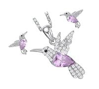 Shurhome Fashionable Bird Theme Matching Necklace Earrings Adorned with Crystals Comfortable Alloy Jewelry Set Suitable for Various Outfits Silver Bird Necklace and Earrings Set