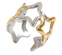 Shurhome Five Point Star Cutout Design Stainless Steel Rings Flexible Size Pentagrams Openable for Stacking Wear Adjustable Open