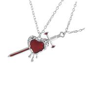 Shurhome His Her Matching Necklace Heart Rapier Charm Couples Jewelry Gift Clavicle Chain for Wedding Anniversary Valentines Valentine ' s Day Couples