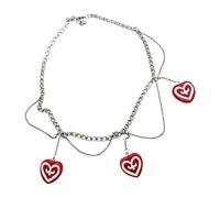Shurhome Kazakh Tribal Necklace Unique Ethnic Styles Tassels Red Heart Charm Clavicle Chain Accessories Tribal Jewelry