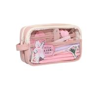 Shurhome Large Capacity Clear Pencil Pouches with Multiple Compartments Transparent Writing Bag for Organized School Supplies Student Friendly Pencil Carriers