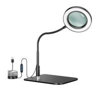 Shurhome LED Magnifier Lamp Featuring Metal Stand and Light Control for Artists and Engineers Metal Base Amplifying Glass