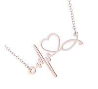 Shurhome Modern Hospital Theme Collarbone Chain Stainless Steel ECG Necklace Creative Jewelry Nurses and Doctors Meaningful Gift