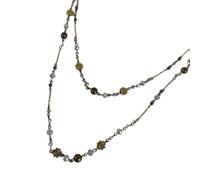 Shurhome Nature Inspired Beaded Flower Neck Chain Alloy Construction Beads Necklace Multilayer Loved People Antique Charm Beaded Jewelry