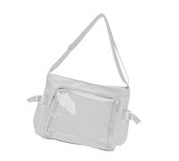 Shurhome Practical Nylon Bag with Adjustable Strap Transparent Badge Showcase Handbag for Everyday Use School Commute Shopping Crossbody Bag