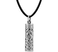 Shurhome Prayer Amulet Necklace Hollowed Pendant Can Accommodate Scripture Vintage Look Comfortable Leather Cord Jewelry Copper Amulet Neck Chain