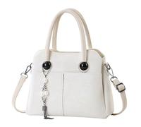 Shurhome PU Shoulder Bag with Imitation Pearls Embellishment and Spacious Interior Organizers Pockets for Shopping Work Daily Crossbody Bag for Work Business Casual