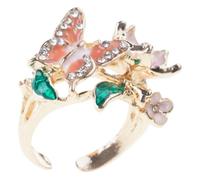 Shurhome Rings Designs Featuring Vibrant Drip Oil Color Effect Crafted From Alloy for Comfortable Wear Butterfly Jewelry