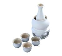 Shurhome Sake Warmer Pots Set Japanese Cold Glasses Ceramic Carafe Bottle Stove and 4 Cups for Cold/Warm/Hot Liquor Ceramic Warmer Set