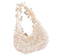 Shurhome Shell Embellished PVC Shoulder Bag Lightweight Underarm Bags Spacious Dinner Purse for Women and Girls Handwoven Shell Sequins Evening Bag