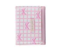 Shurhome Stylish Short PU Leather Wallet with Striped Pattern Decorative Bows and Card Holder Contemporary Coin Purse for Women Striped Bows Detail Purse