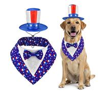 ShuRung Independence Day Dog Tuxedo with Blue Bowtie Pet Uncle Sam Hat 4th of July Dog Costume Patriotic Themed Outfits for Cats Puppies Dogs (L)