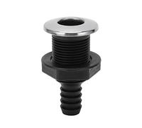 Shurzmotic 3/4 Inch Through Hull Scupper Drain Straight Black, Thru Hull Fitting for Yachts Boats Ships, Nylon with Fiberglass Body and Stainless Steel 316 Cover