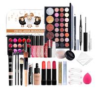 Shurzzesj Beginner Makeup Kit - Travel Makeup Set for Teens with Makeup Bag | Includes Eyeshadow Palette, Mascara, Lip Gloss, Foundation, Beauty Sponge