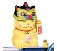 Shurzzesj Chinese Lucky Cats Decoration - Fortune Health Wealth Welcoming Cat Decor Display - Chinese Lucky Money Cat Ornament Solar Good Luck Fortune Cat