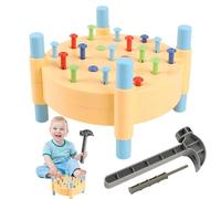 Shurzzesj Educational Hammer Toy - Pound Peg Hammer Toy - With 19 Colored Nails Puzzle Nail Work Toy Dual-Sided Table Design For Fine Motor Skills