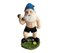 Shurzzesj Funny Workout Garden Gnomes Statues, Outdoor Humorous The Muscular, Barbell And Dumbbell Gnomes Decorations, Indoor Whimsical Figurine For Home Tabletop, Garden Statue, Red Resin
