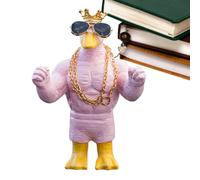 Shurzzesj Muscle Duck, Cool Resin Dashboard Duck with Sunglasses and Gold Chain, Fun Figurines Novelty Home Decor for Bedroom Living Room Car Dashboard