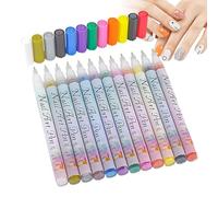 Shurzzesj Nail Polish Pens For Women | Waterproof 12 Colors Nail Polish Painting Kit | 0.5mm Water-based Foot Beauty Markers For Fine Dotting